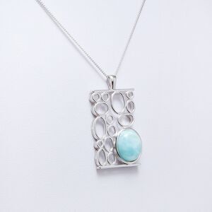 Larimar Pendant, 925 Sterling Silver Necklace, Gemstone Necklace Pendant